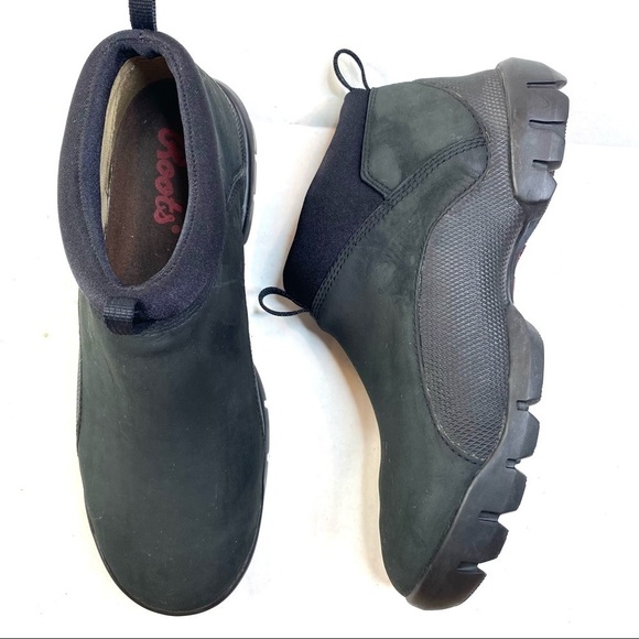 Roots Black Leather Casual Pull-On Sneaker Boots - Picture 1 of 11